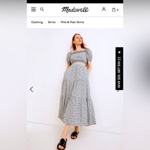 NWT Madewell Florentine Teered Skirt